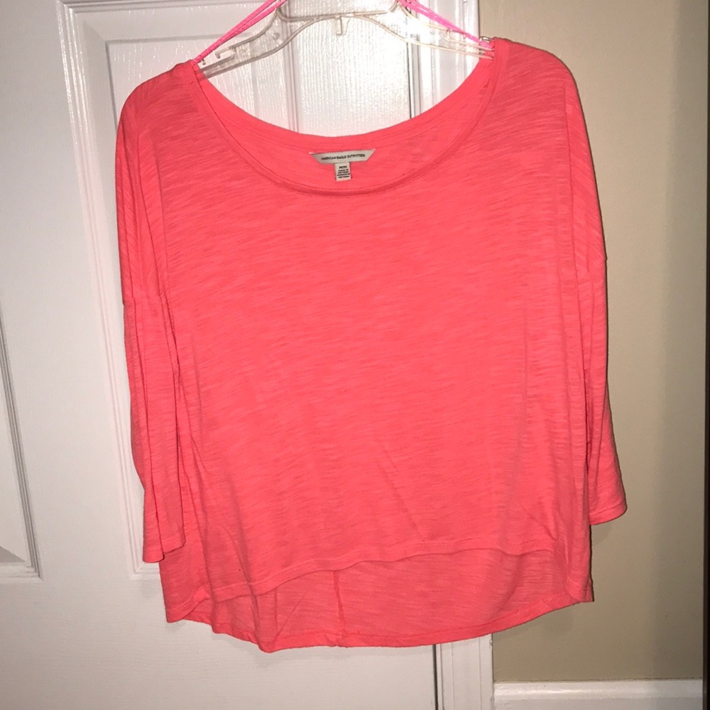 3/4 sleeve hot pink AE shirt